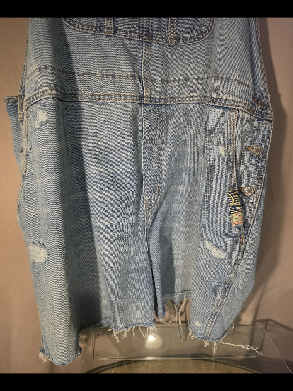 Old Navy 3X Overall Shorts - Like New With Small Custom Accents - Picture 4 of 6